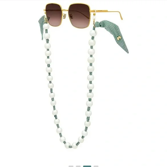 LELE SADOUGHI NWT AUTHENTIC GENUINE CORAL BEADED SUNGLASSES & FACE MASK CHAIN Lele Sadoughi Sunglasses Leopard Downtown Cat - Eye NWT  main image 4